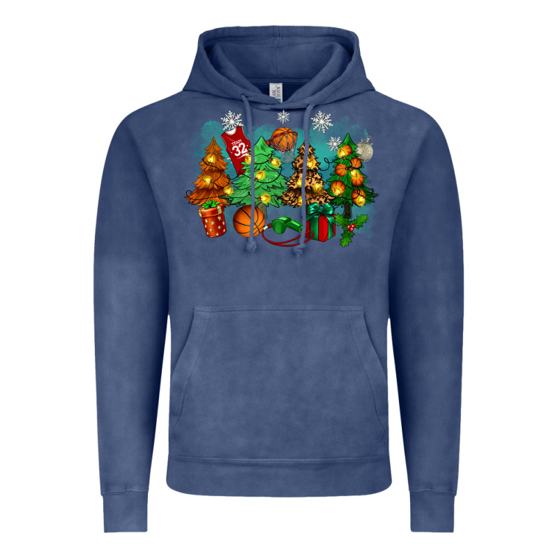 Christmas Trees With Basketball Vintage Hoodie by Zillion Design Studio | Teevron
