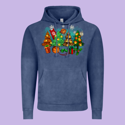 Christmas Trees With Basketball Vintage Hoodie Designed By Zillion Design Studio