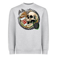 Heather Grey race skull Heavyweight Sweatshirt - Zillion Design Studio