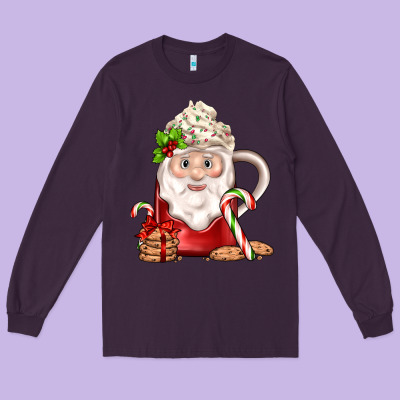 Santa Coffee Long Sleeve Tee Designed By Jahusdesignshop