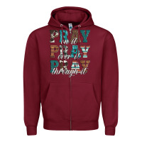 Burgundy pray on it pray over it pray through it Zipper Hoodie - Artiststas