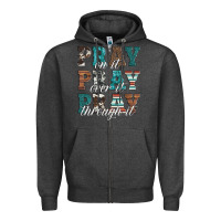 Charcoal Heather pray on it pray over it pray through it Zipper Hoodie - Artiststas