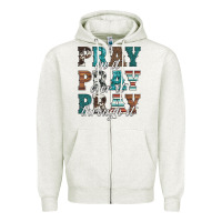 Oatmeal Heather pray on it pray over it pray through it Zipper Hoodie - Artiststas