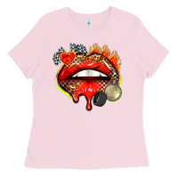 Bubblegum Pink race lips Ladies Tee - AdoDesignShop