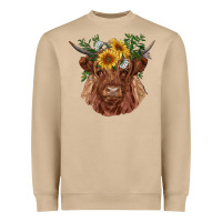 Mushroom highland cow with sunflowers Heavyweight Sweatshirt - RanaPortraitStore