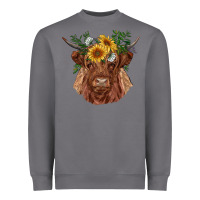 Storm highland cow with sunflowers Heavyweight Sweatshirt - RanaPortraitStore