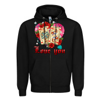 Black love you playing cards roses and pearls Zipper Hoodie - AdoDesignShop