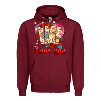 Burgundy love you playing cards roses and pearls Zipper Hoodie - AdoDesignShop