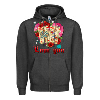 Charcoal Heather love you playing cards roses and pearls Zipper Hoodie - AdoDesignShop