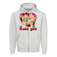 Love You Playing Cards Roses And Pearls Zipper Hoodie | Teevron