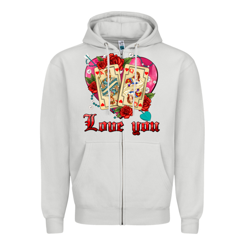 Love You Playing Cards Roses And Pearls Zipper Hoodie by AdoDesignShop | Teevron
