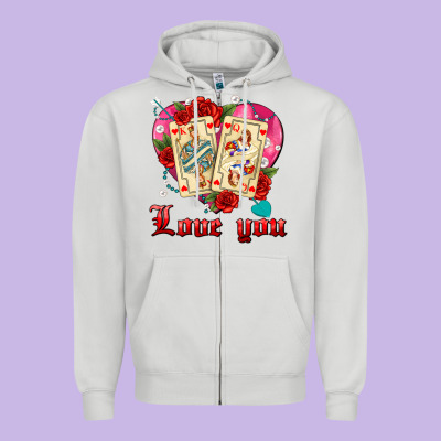 Love You Playing Cards Roses And Pearls Zipper Hoodie Designed By Adodesignshop