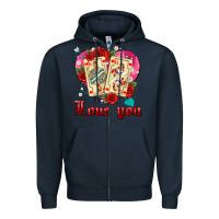 Navy love you playing cards roses and pearls Zipper Hoodie - AdoDesignShop