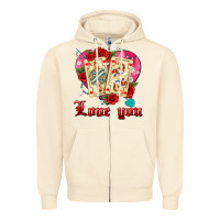 Sandshell love you playing cards roses and pearls Zipper Hoodie - AdoDesignShop