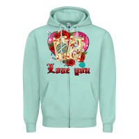 Seafoam love you playing cards roses and pearls Zipper Hoodie - AdoDesignShop