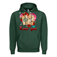 Sports Green love you playing cards roses and pearls Zipper Hoodie - AdoDesignShop