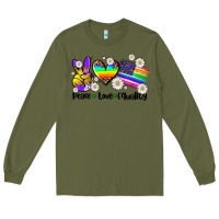 Army Green peace love  equality Long Sleeve Tee - AdoDesignShop