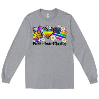 Heather Grey peace love  equality Long Sleeve Tee - AdoDesignShop
