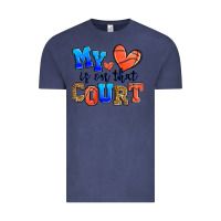 Vintage Denim my heart is on that court basketball Vintage Tee - Zillion Design Studio