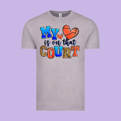My Heart Is On That Court Basketball Vintage Tee Designed By Zillion Design Studio