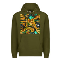 Army Green Leopard Digital Camera And Sunflowers With Camouflage Seamless Pattern Premium Hoodie - BundleAndBundleShop