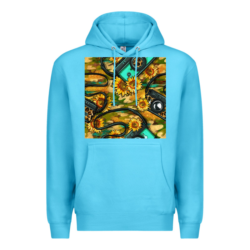 Leopard Digital Camera And Sunflowers With Camouflage Seamless Pattern Premium Hoodie by BundleAndBundleShop | Teevron