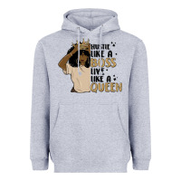 Heather Grey hustle like a boss live like a queen Heavyweight Hoodie - MaliasSmallBusiness