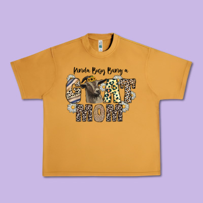 Kinda Busy Being A Goat Mom Urban Heavy Tee Designed By Cowhidedigitalart