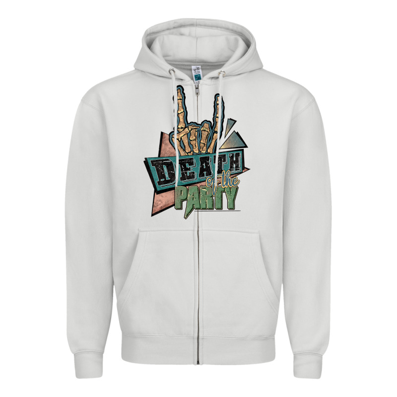 Death Of The Party White Zipper Hoodie by JahusDesignShop | Teevron