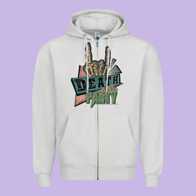 Death Of The Party White Zipper Hoodie Designed By Jahusdesignshop