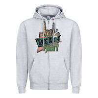 Heather Grey death of the party white Zipper Hoodie - JahusDesignShop