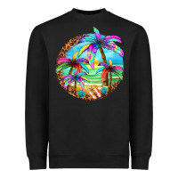 Black summer colorful palms Heavyweight Sweatshirt - texasbilliewilder