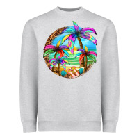 Heather Grey summer colorful palms Heavyweight Sweatshirt - texasbilliewilder