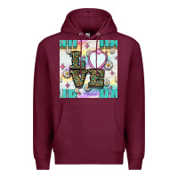 Burgundy Leopard Love Hair And Mirror With Daisy Seamless Pattern Bbs Premium Hoodie - BundleAndBundleShop