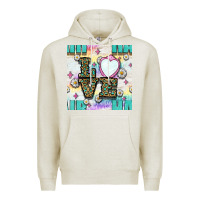 Oatmeal Heather Leopard Love Hair And Mirror With Daisy Seamless Pattern Bbs Premium Hoodie - BundleAndBundleShop