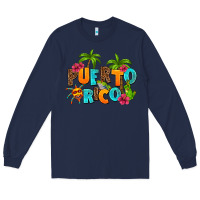 Navy puerto rico Long Sleeve Tee - AdoDesignShop