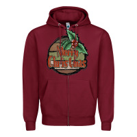 Burgundy Merry Christmas Zipper Hoodie - JahusDesignShop
