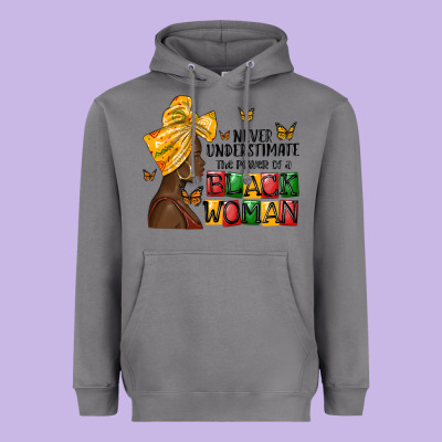 Never Understimate The Power Of A Black Woman Heavyweight Hoodie Designed By Maliassmallbusiness