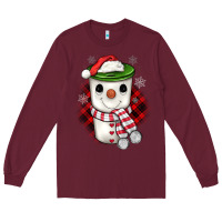 Burgundy Christmas snowman coffee Long Sleeve Tee - JahusDesignShop