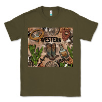 Army Green western rodeo Classic Tee - AdoDesignShop