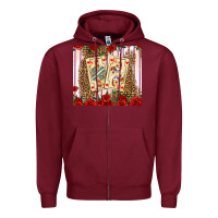 Burgundy valentines day playing cards Zipper Hoodie - AdoDesignShop