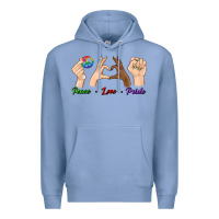 Colony Blue Peace Love Pride Premium Hoodie - BundleAndBundleShop