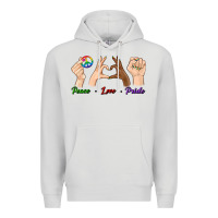 Dove Grey Peace Love Pride Premium Hoodie - BundleAndBundleShop