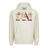 Oatmeal Heather Peace Love Pride Premium Hoodie - BundleAndBundleShop