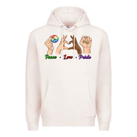 Pale Pink Peace Love Pride Premium Hoodie - BundleAndBundleShop