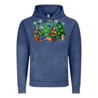 Vintage Denim christmas trees with hockey Vintage Hoodie - Zillion Design Studio