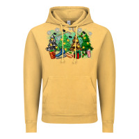 Vintage Mustard christmas trees with hockey Vintage Hoodie - Zillion Design Studio