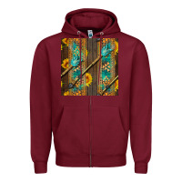 Burgundy aztec and sunflowers Zipper Hoodie - BundleAndBundleShop