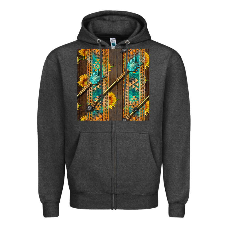 Aztec And Sunflowers Zipper Hoodie by BundleAndBundleShop | Teevron