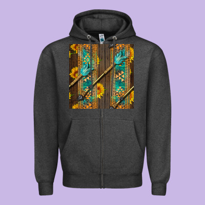Aztec And Sunflowers Zipper Hoodie Designed By Bundleandbundleshop